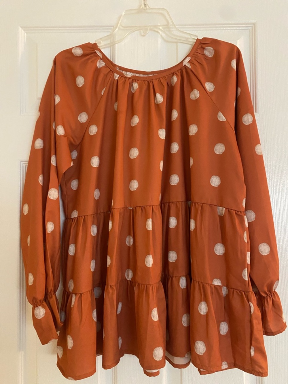 Polka Dot Ruffle Hem Blouse
